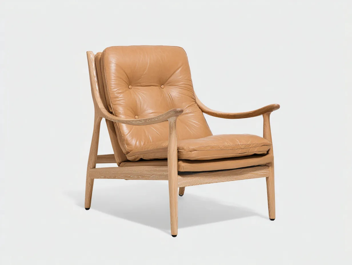 Wohnzimmer Sessel 78×82×102 cm Leder Braun - eleganter Komfortsessel mit Holzrahmen und Relaxdesign