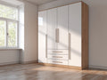 Schlafzimmer Kleiderschrank 240x60x210 cm Weiß Eiche geräumiger Ordnungsschrank