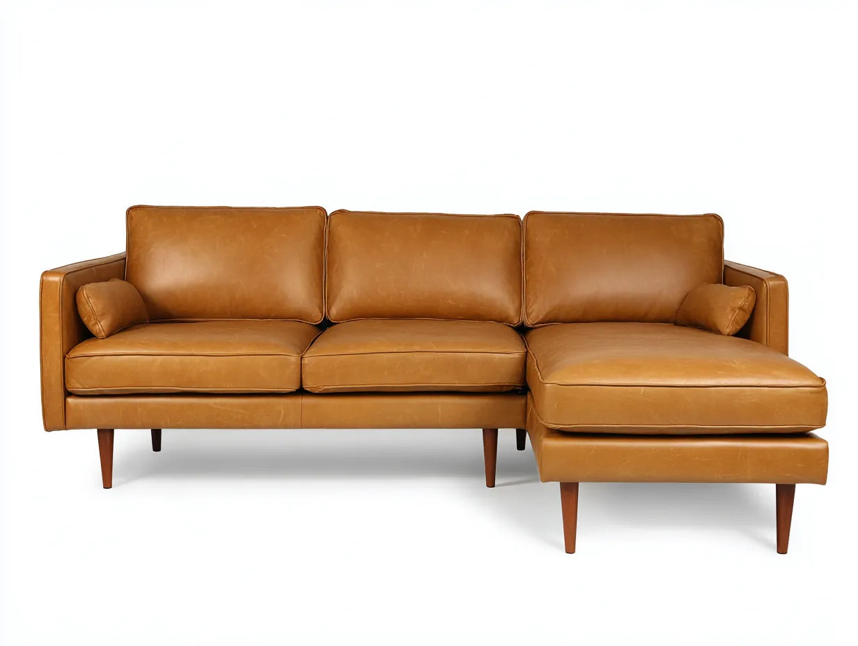 Ecksofa 280×180×85 cm Kunstleder Cognac - modernes Design für Wohnzimmer