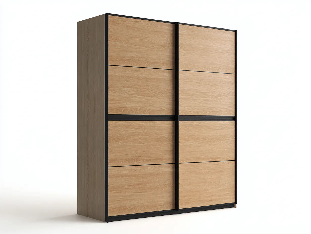 Schlafzimmer Kleiderschrank 220×60×210 cm Holz Eiche - moderner Schrank mit Schiebetüren