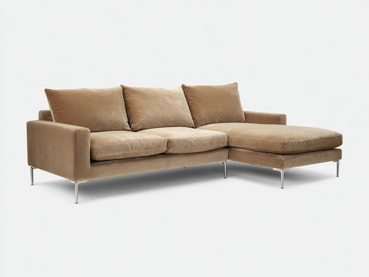 Wohnzimmer Sofa 300×185×84 cm Stoffbezug Braun - elegantes Eckdesign für Zuhause