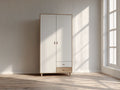 Kleiderschrank 130×58×195 cm – Weiß Natur – moderner Schlafzimmerschrank mit eleganter Front