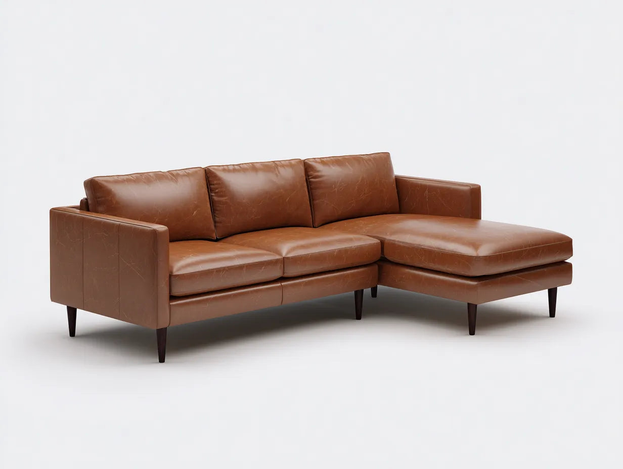 Wohnzimmer Sofa 290x100x86 cm Braun Leder Ecksofa Komfortstil