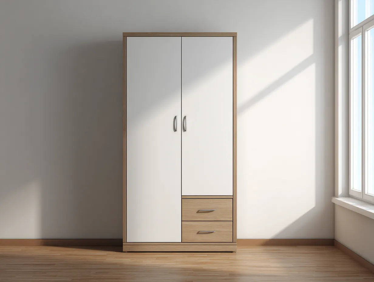 Kleiderschrank 120×55×190 cm – Weiß Natur – Schlafzimmerschrank mit klassischem Design
