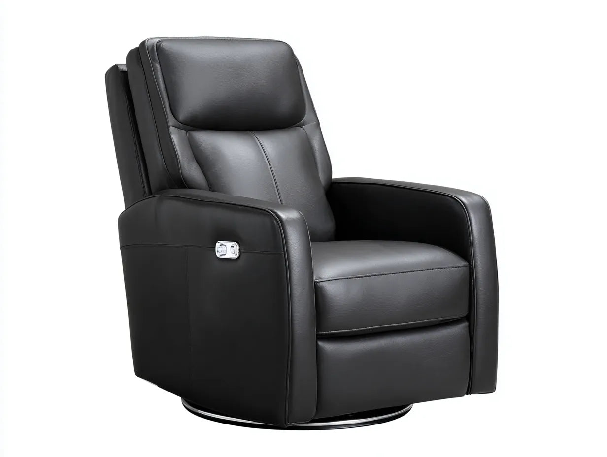 Wohnzimmer Sessel 85x90x104 cm Schwarz Leder Drehsessel Komfortdesign
